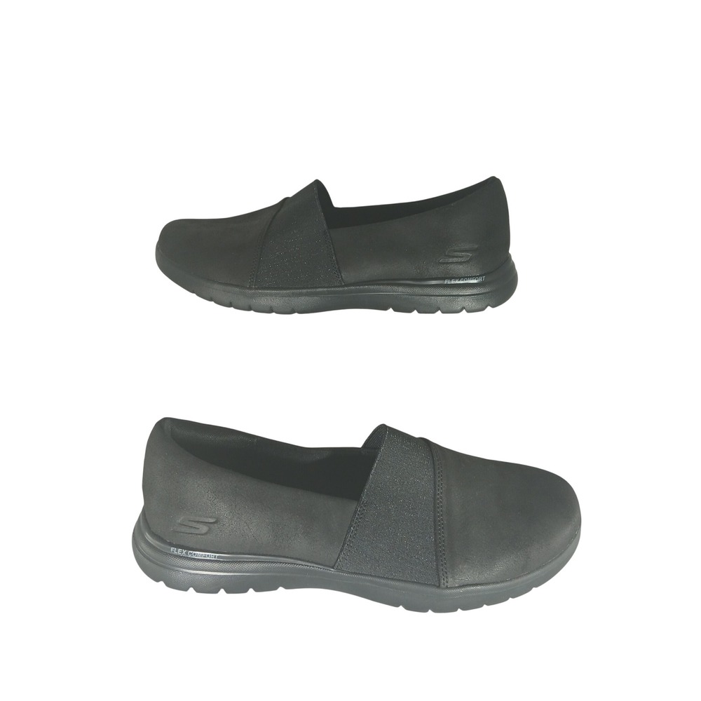 Skechers On-the-Go Flex Comfort 8.5 Black Slip On Walking‎ Shoes 136430 DBK